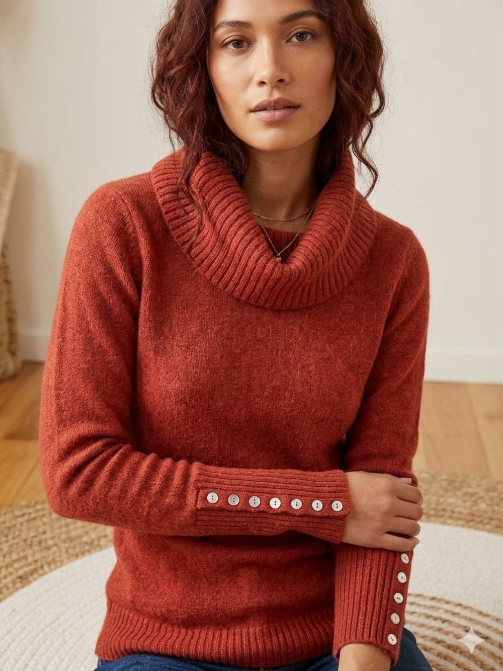 Kenar 100% Wool Rust Cowl Neck Sweater Quiet Luxury Preppy Corporate Chic M